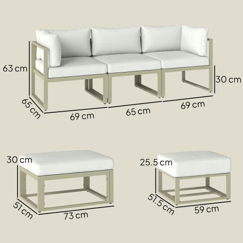 Outsunny Outsunny 6 PC Garden Daybed, Sectional Sofa Set with Coffee Table, Footstool 1