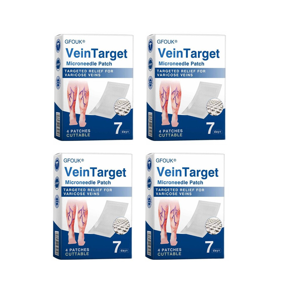 (4 Boxes (16 Patches)) 1-4BOX Vein Target Microneedle Patch, 2026 Advanced Varicose Veins Treatment for Legs, Gfuel VeinTarget Varicose Veins Patch