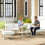 Outsunny Outsunny 6 PC Garden Daybed, Sectional Sofa Set with Coffee Table, Footstool 8