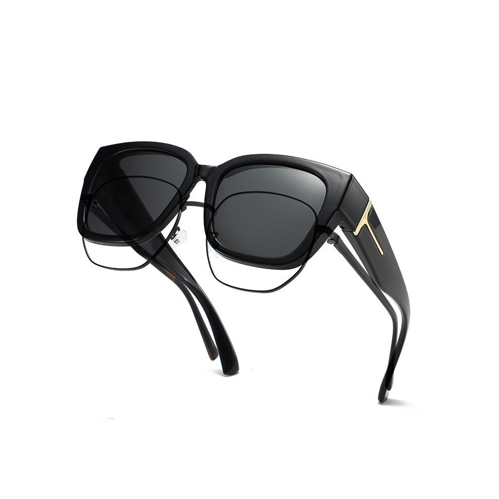 (C1) Polarised Fit Over Sunglasses for Women, Over Glasses Sunglasses Mens Oversized Wrap Around Sunglasses with UV400 Protection for Driving