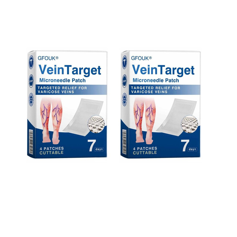 (2 Boxes (8 Patches)) 1-4BOX Vein Target Microneedle Patch, 2026 Advanced Varicose Veins Treatment for Legs, Gfuel VeinTarget Varicose Veins Patch
