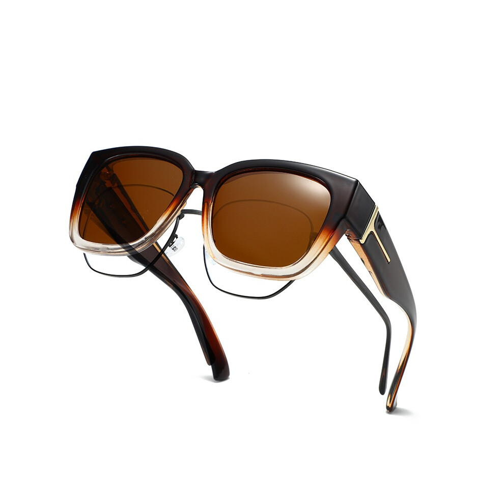 (C2) Polarised Fit Over Sunglasses for Women, Over Glasses Sunglasses Mens Oversized Wrap Around Sunglasses with UV400 Protection for Driving