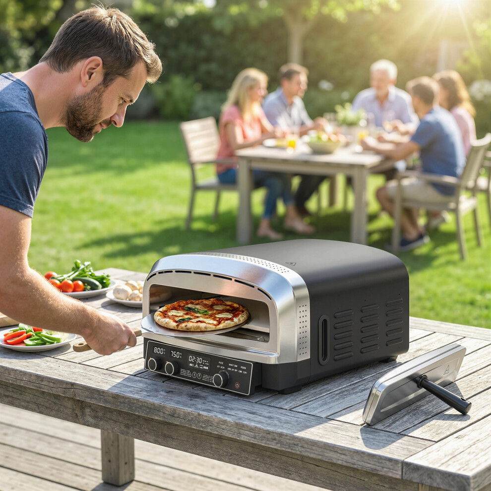 Outsunny Outdoor Pizza Oven Dual Heating Control 37 Cm