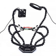 Third Hand Soldering PCB Holder Tool Helping Hands Crafts Hobby Welding Station USB  Cooling Fans 6pc Flexible Arms B
