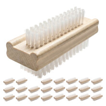(Set of 24) GEEZY Double Sided Wooden Nail Scrubbing Brushes Soft Bristles Heavy Duty Nail Brushes