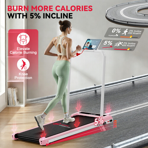 Loopband met Handgrepen 1-6 km/u met 5% Helling Roze 1