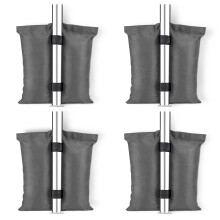 KEPLIN Heavy Duty Gazebo & Tent Sandbag Weights with Velcro Strap & Double Pocket, 4 Pack, Grey