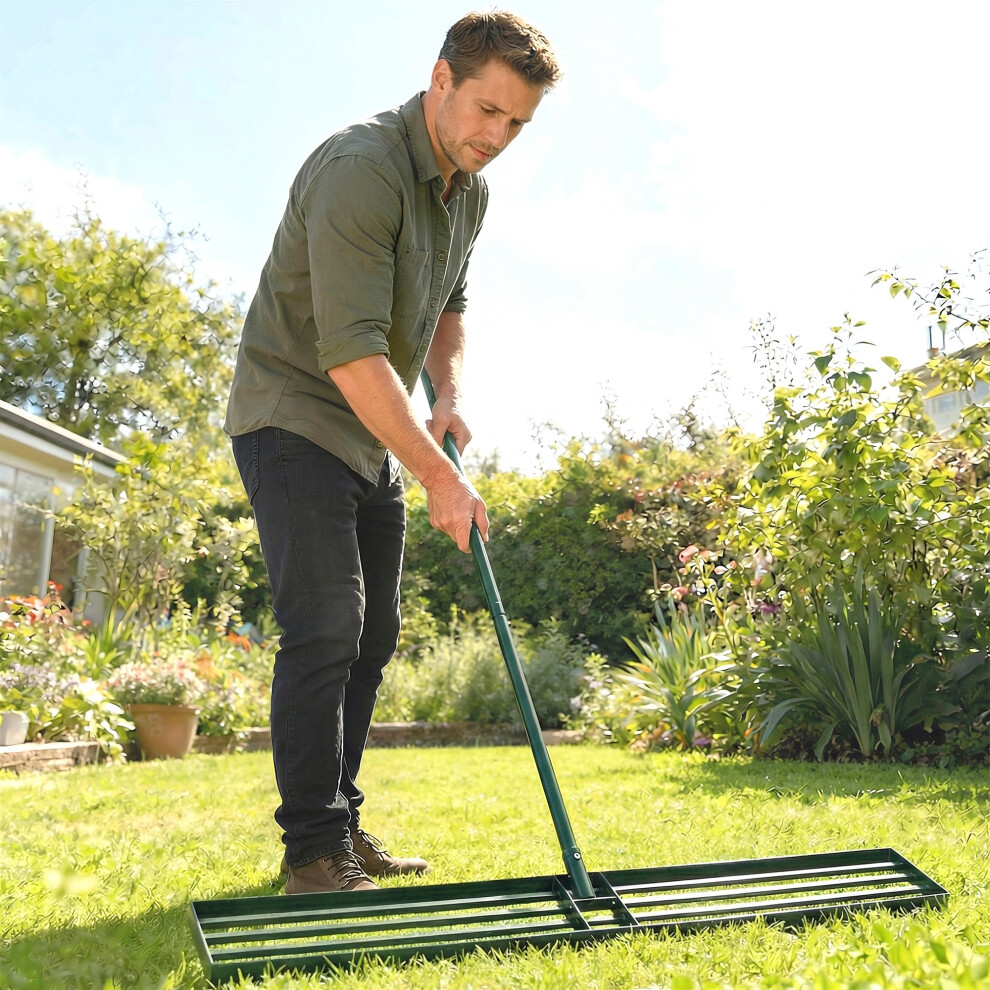 Outsunny 113 X 26 Cm Lawn Levelling Rake With 169 Cm Handle