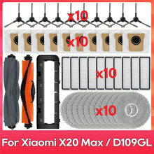 Para Robot Vacuum X20 Max / D109GL Cepillo Principal Cepillo Lateral Filtro HEPA Paño de Fregona Bolsas para Polvo Accesorios Piezas