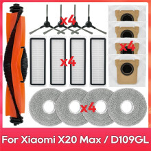 Para Robot Vacuum X20 Max / D109GL Piezas Accesorios Cepillo Principal Cepillo Lateral Filtro HEPA Paño de Fregona Bolsa para Polvo