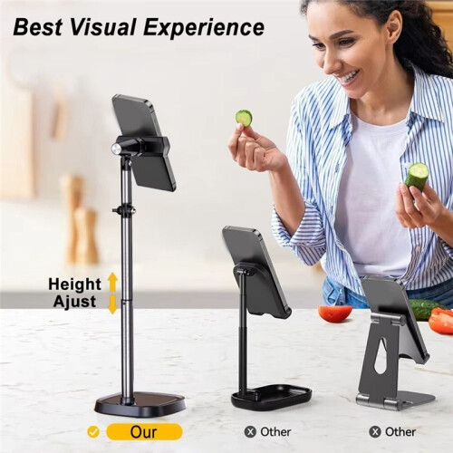 Mobile Phone Holder Mount 360 Rotatable Live Broadcast Bracket Height Adjustable Desktop Smartphone Stand Holder White 2