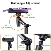 Mobile Phone Holder Mount 360 Rotatable Live Broadcast Bracket Height Adjustable Desktop Smartphone Stand Holder White