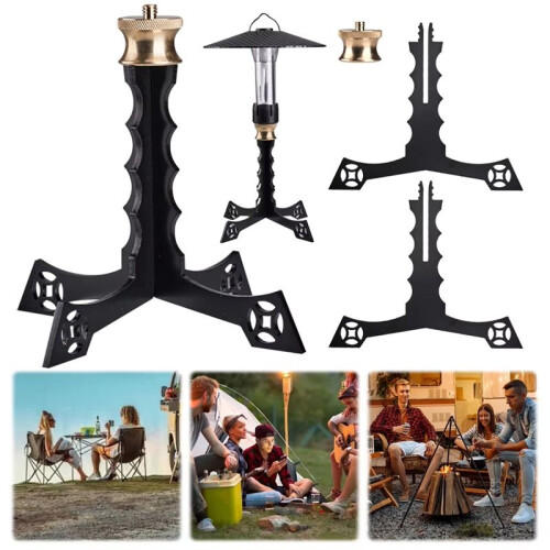 Foldable Retro Camping Light Bracket, 1/4 Thread Support, Detachable Outdoor Lamp Holder 2
