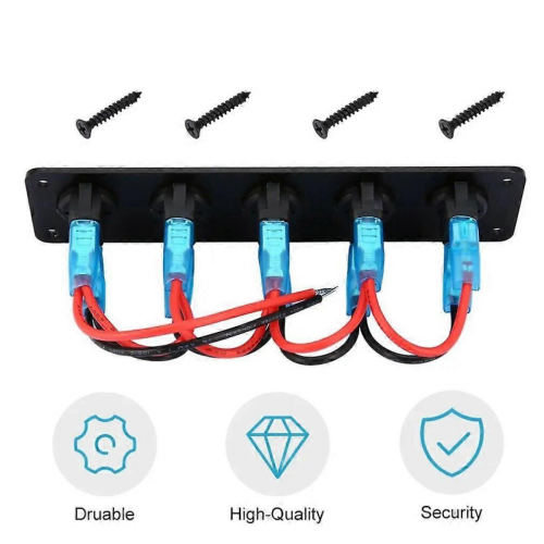 5 Gang 12V Car Rocker Switch Panel for Car Marine Boat Circuit Breakers Overload Protected LED Light Rocker Switch Panel Circuit 1