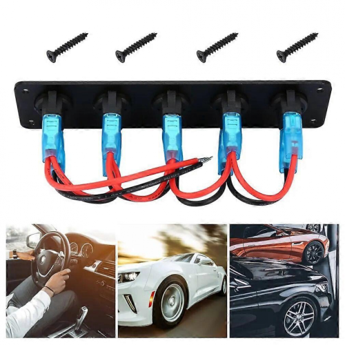 5 Gang 12V Car Rocker Switch Panel for Car Marine Boat Circuit Breakers Overload Protected LED Light Rocker Switch Panel Circuit 2