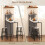 Homcom HOMCOM 3 Pieces Dining Room Set, 6-Tier Dining Table and Stools, Natural 6