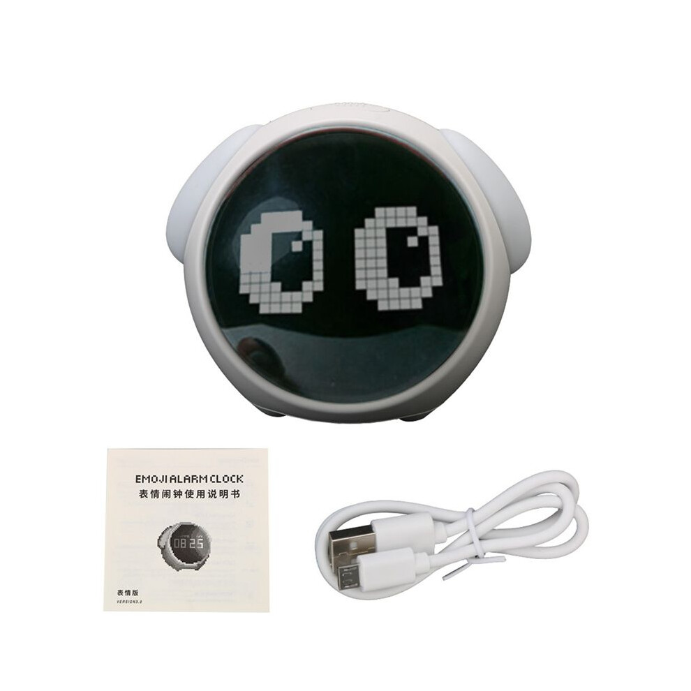 Tauoh For Home Digital Led Night Light Voice Controlled Light Multifunctional Child Alarm Clock Cute Expression Alarm Clock(A)