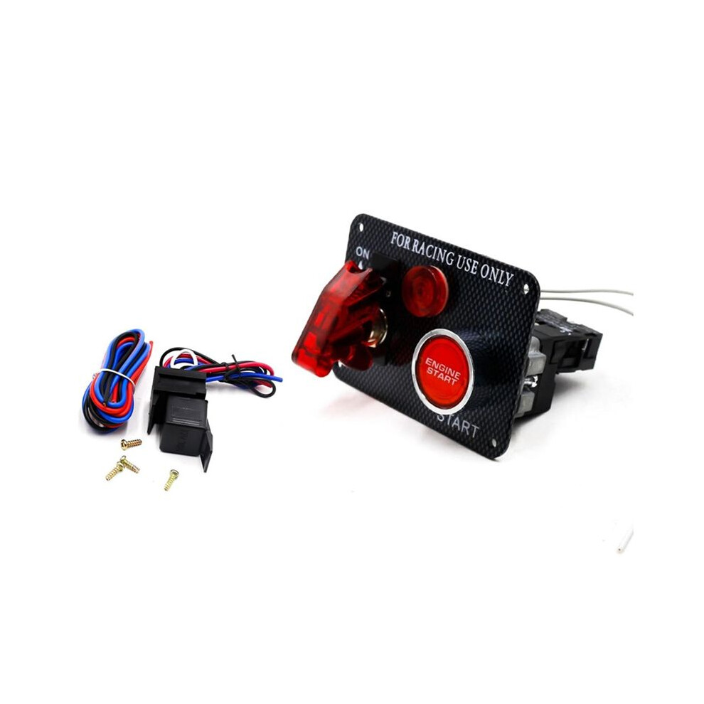 12V Led Ignition Panel For Racing Car Engine Start Push Button Toggle Carbon Fiber Car Replacement 4713920613811