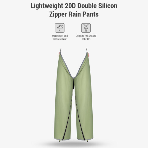 20D Zipper Rain Pants, 101cm, 14x8cm Green/Blue