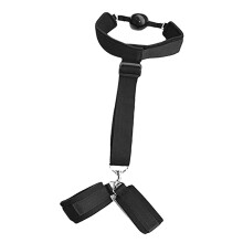 Black Nylon Handcuff with Mouth Ball Restraint for Adults, Female & Couples