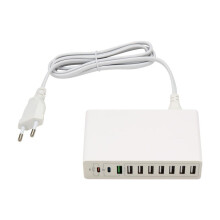 Estação de Carregamento USB de 65 W, Carregador Rápido USB de Mesa com 10 Portas para Vários Dispositivos, Telefone, Tablet, Laptop, Plugue UE