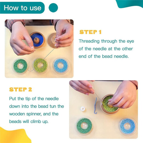 Bead Spinner,Seed Beads Kit with 5 Pcs Quick Changed Trays,Beading Needles for Jewelry Making 1