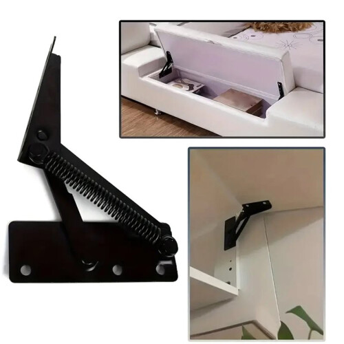 1 Pair Foldable Lifting Bracket Cabinets Sofa Hinge Lifter Furniture Storage Support Hinges Spring Standing Rack Hinge