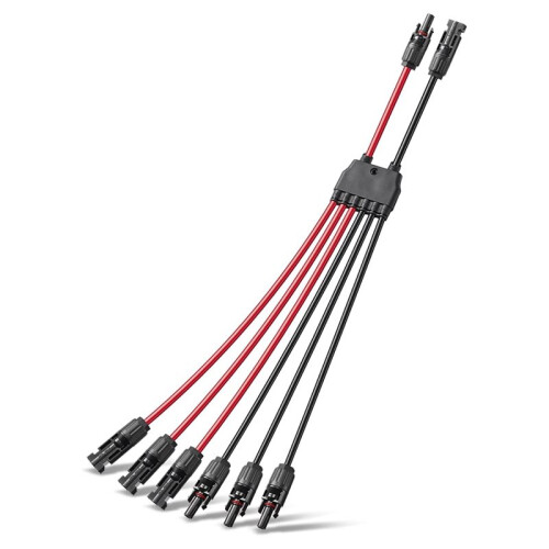 Solar Parallel Connectors, 2-3 Panels, 10AWG Y Branch Adapter Cable, Waterproof