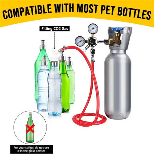 2 Peças de Tampa de Carbonatação de Aço Inoxidável para Garrafa de Refrigerante com Bico de Cerveja de 5/16 Polegadas e Trava de Esfera 2
