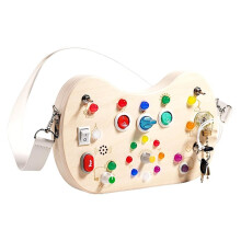 Wooden Sensory Toy for Toddlers - LED Board with Shoulder Bag Design, Ideal for Developing Fine Motor Skills