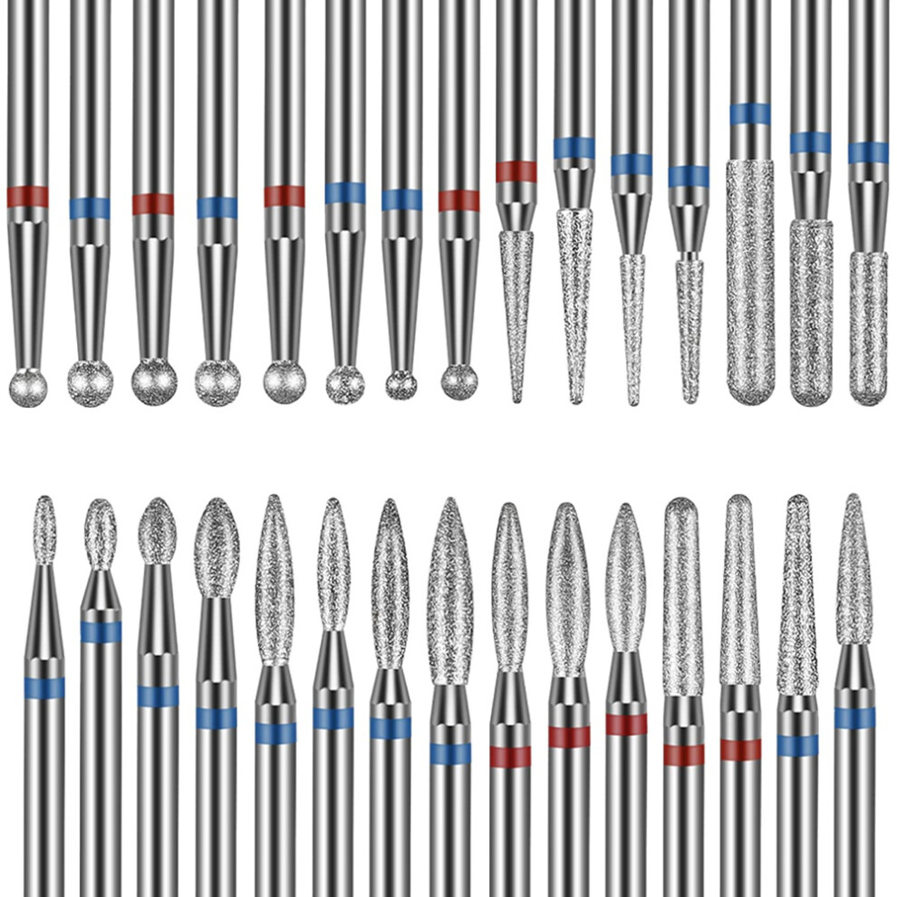 Saudism 30Pcs Cuticle Nail Drill Bits Set: 3/32'' Nail Bits For Acrylic Gel Nail Prep, Remover Tools Efile Bits For Salon Home