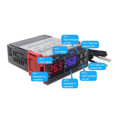 STC-3008 Dual Digital Incubator Thermostat Display Temperature Controller 12V 2