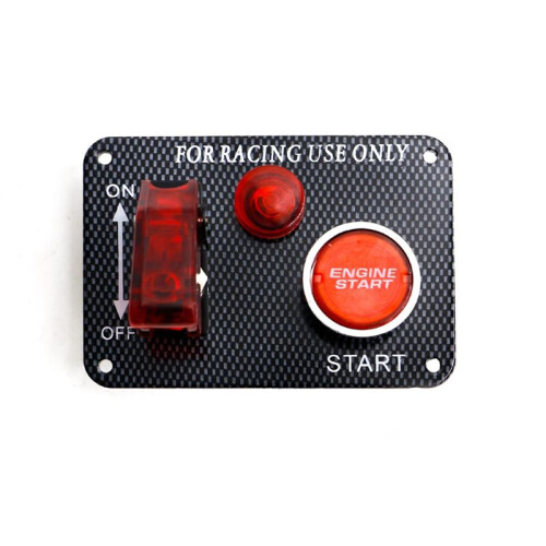 12V LED Ignition  Panel for Racing Car Engine Start Push Button Toggle  Carbon Fiber Car Replacement 1