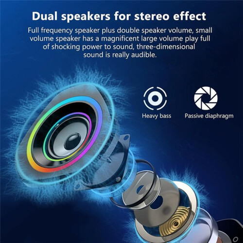 Computer Speakers,USB-Powered PC Gaming Speakers for Desktop Computer Laptop and Phone USB 3.5mm Aux Input Color Light A