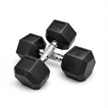 KAYMAN Rubber Hex Dumbbell Weights Pair, Solid Cast Iron Core with Rubber Coating, Anti-Roll Non-Slip Knurled Handle, 4KG