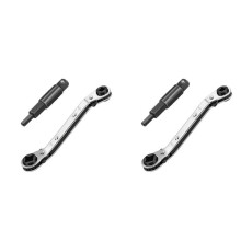 2X Hvac Service Wrench Air Conditioner Valve Ratchet Wrench (1/4Inch, 3/8Inch, 3/16Inch, 5/16Inch) with Hex Bit Adapter