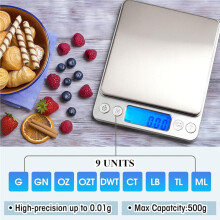 2 Pack Digital Gram Scale 500g/0.01g, Portable Jewelry with 20g Calibration Weight Accessories, Tweezers, LCD Display