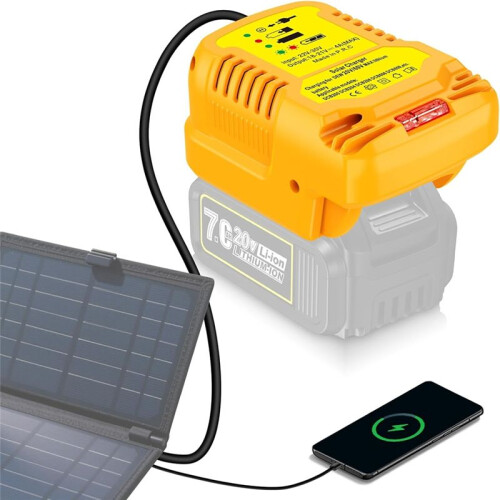 Solar Charger Adapter for  20V/60V Battery,Portable,Outdoor Work,Camping
