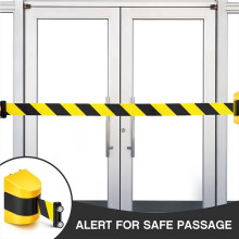 2st 3 Meter Magnetische Intrekbare Muurbarrière Magnetische Muurbevestiging Menigtebeheersing Intrekbare Veiligheidsgordel Gestreepte Riem