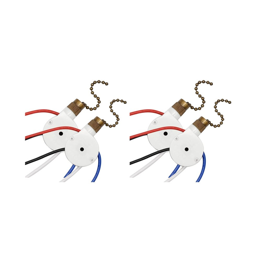 4Pcs Ceiling Fan Lights Zingear Ze-208S E89885 3 Speed 4 Wire Fan Pull Chain ,Fan Lights Bronze 6031982804427