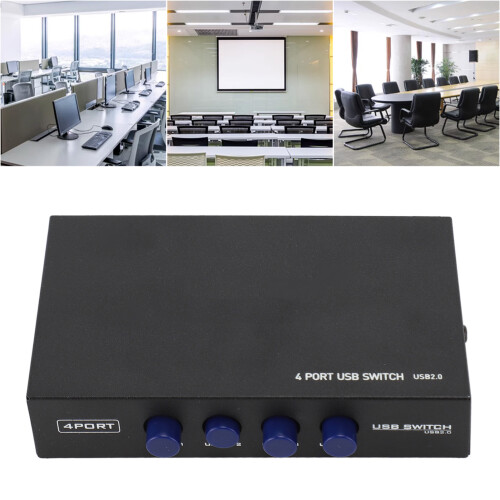 USB 2.0 4-Port Manual Sharing Switch Box for Printer Scanner Camera Keyboard