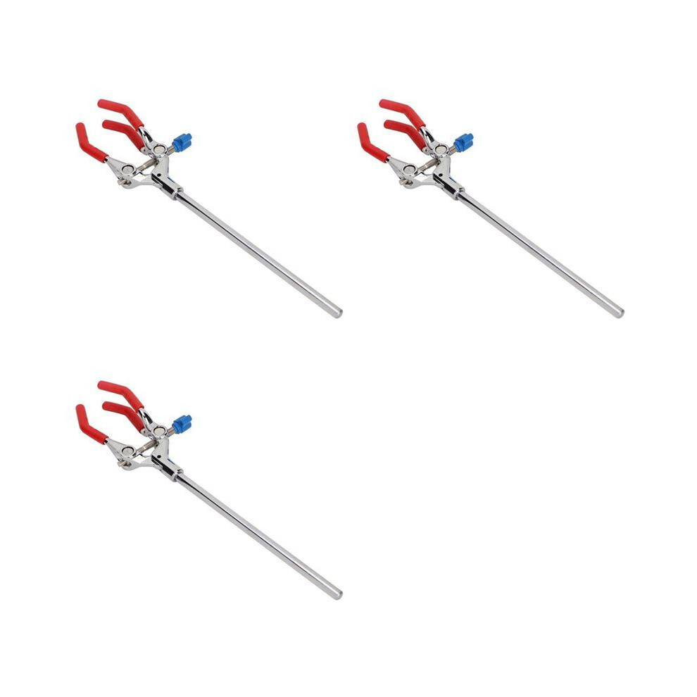 3X Lab Clamp 28Cm 3 Prong Finger Style Rubber-Coated Laboratory Clamp Multifunctional Condenser Beaker 6032537319564
