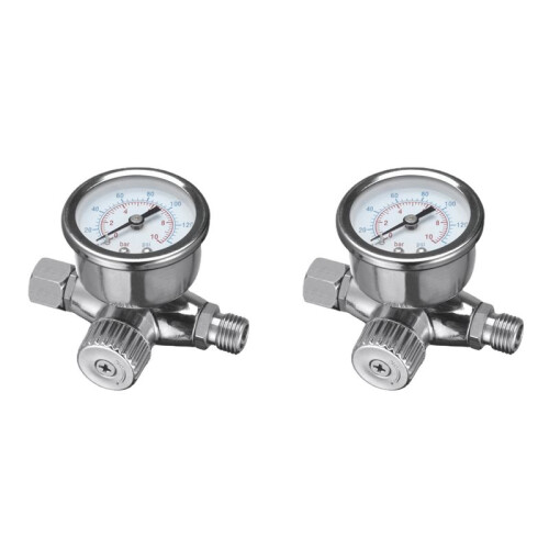 2X Tryckregulator Tryckmätare Premium Spray Tools Luftregulator med Manometerbyte 1/4 Tums Luftinloppsregulator