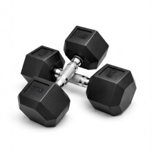 KAYMAN Rubber Hex Dumbbell Weights Pair, Solid Cast Iron Core with Rubber Coating, Anti-Roll Non-Slip Knurled Handle, 6KG