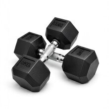 KAYMAN Rubber Hex Dumbbell Weights Pair, Solid Cast Iron Core with Rubber Coating, Anti-Roll Non-Slip Knurled Handle, 8KG