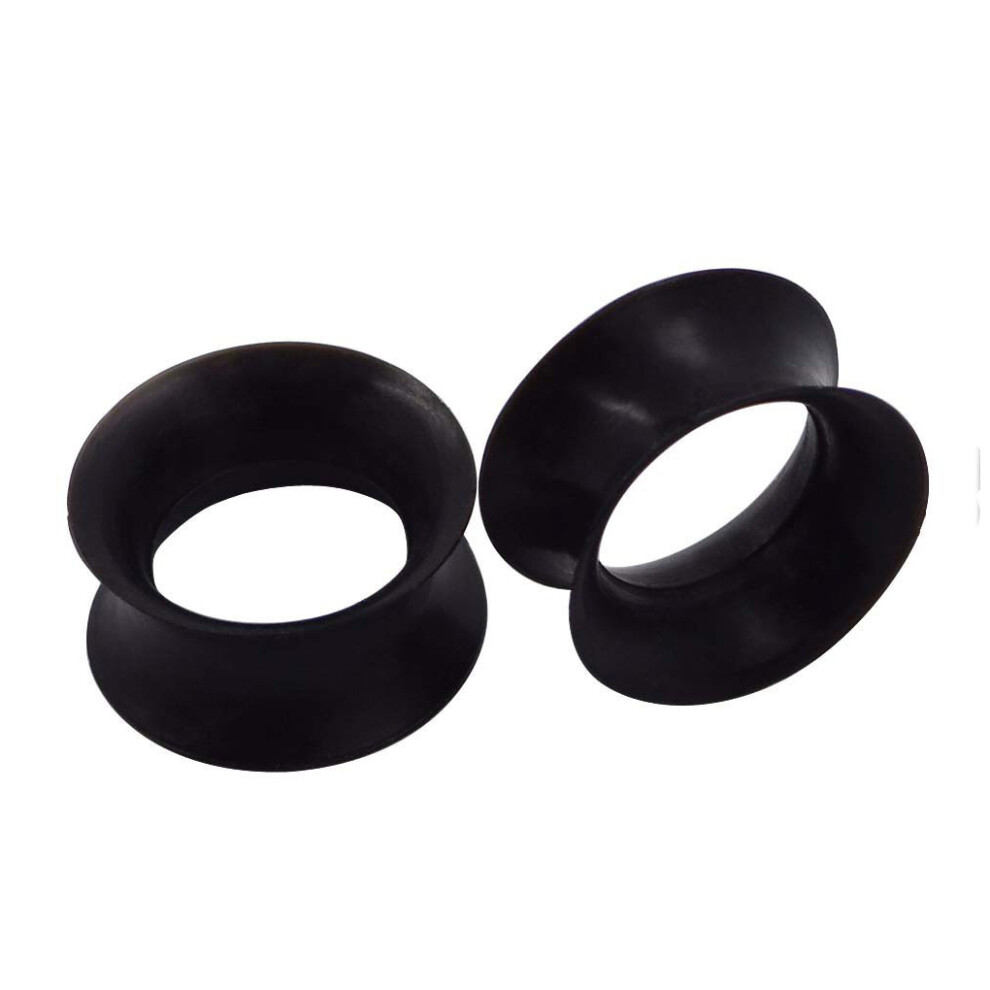 (black 8mm) Black Silicone Fleshes Tunnel Ear Plugs For Unisex Ear Protection Wide