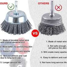 2X Nylon Filament Brush-Abrasive Filament Nylon Wire Bristle Drill Wheel and Cup Brush Set,for Removal of Rust Corrosion