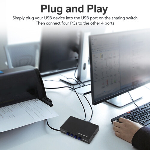 USB 2.0 4-Port Manual Sharing Switch Box for Printer Scanner Camera Keyboard 2
