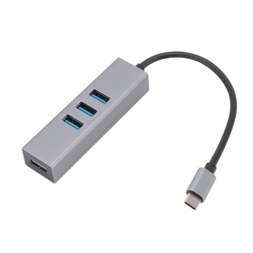 4 Port USB C Data Hub Aluminum Gray 5Gbps High-Speed USB 3.0 1