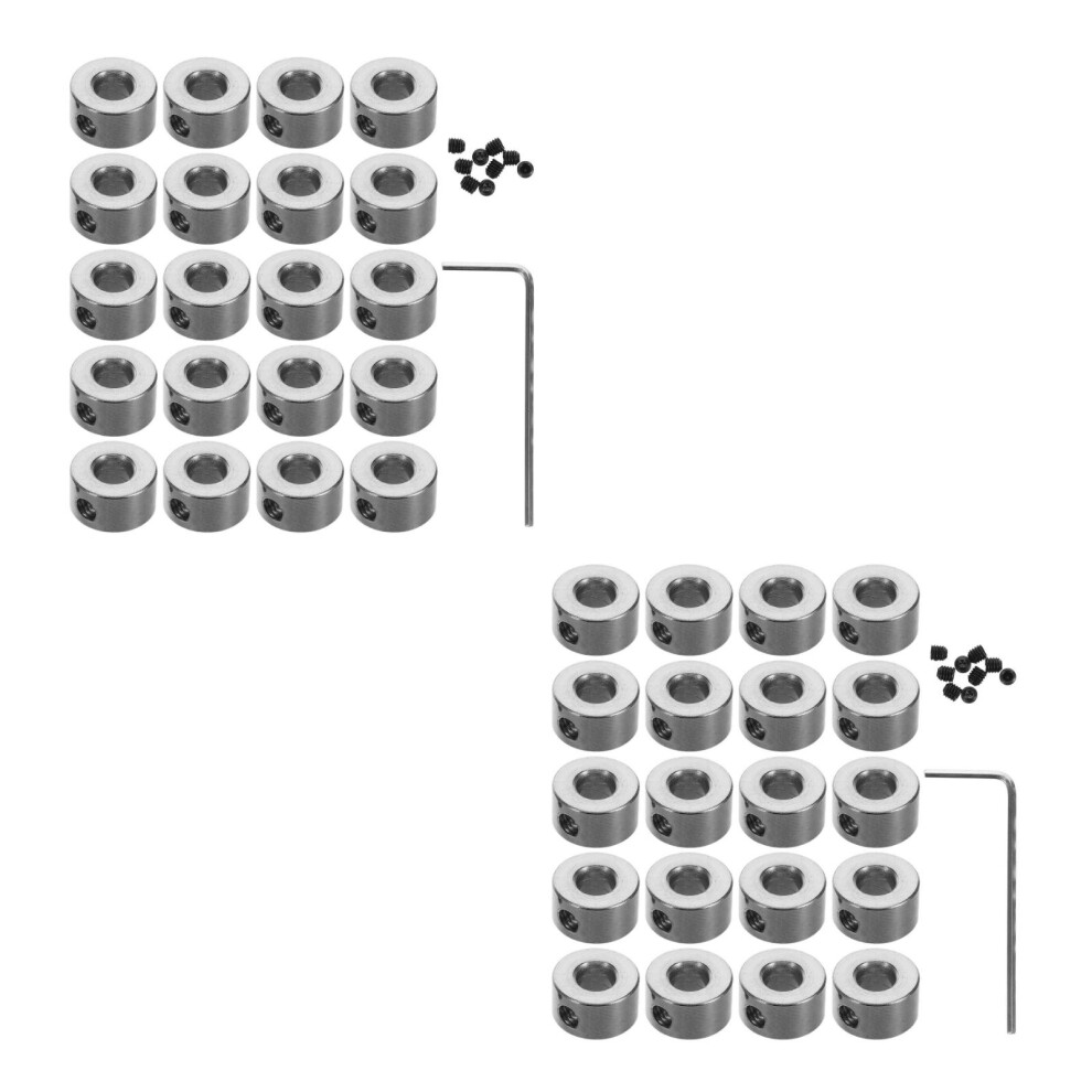 2Sets Silver Shaft Collar Set Durable Metal Drill Bit Positioner Rings 3701027358927